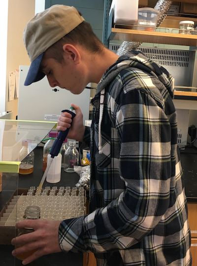Josh pipetting bacterial media