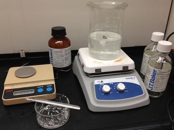 Making 1.90-1.92 g / mL phosphoric acid in JHN 302A hood