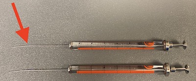 Bent syringes from the Abel autosampler