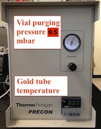 Irene precon helium pressure gauge and gold tube controller